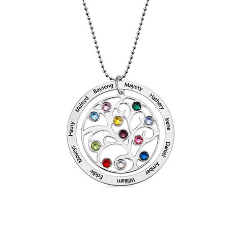 Personalized Family Tree Birthstone Necklace in Gold