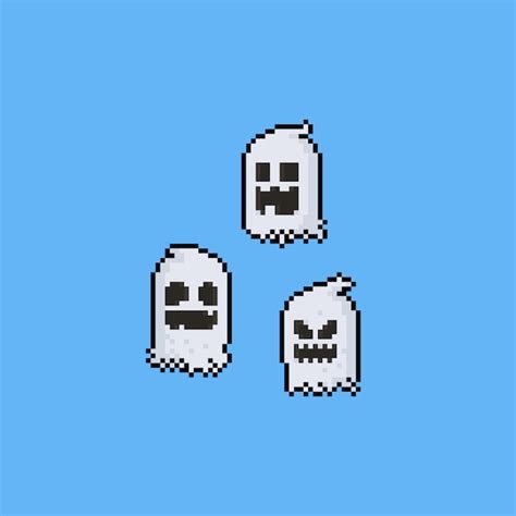 Premium Vector | Pixel art ghost character set. 8bit. halloween.