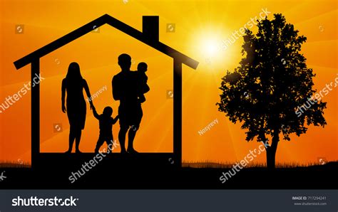 House Family Silhouette Vector Stock Vector (Royalty Free) 717294241 | Shutterstock