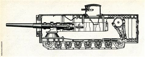 Mendeleev Rybinsk Super Heavy Tank (project, 1911) Stock Illustration | Adobe Stock