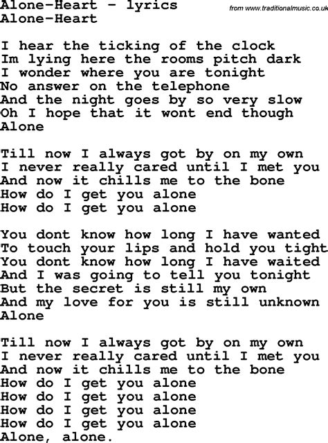 Love Song Lyrics for:Alone-Heart