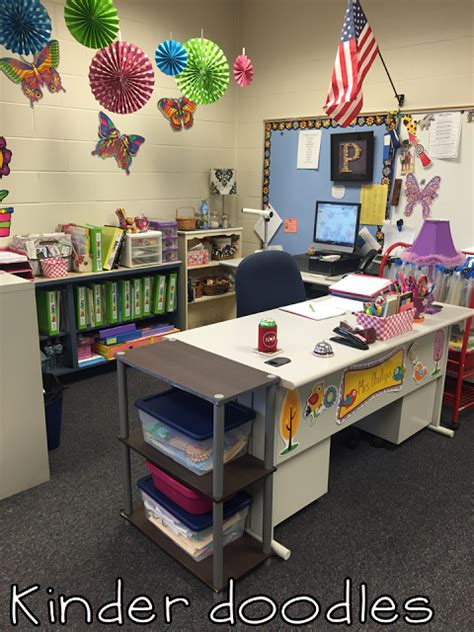 #Teacher #desk area kinder doodles #classroom | Teacher desk decorations, Teacher desk areas ...