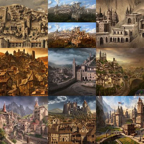 digital matte painting medieval city carved around a | Stable Diffusion | OpenArt