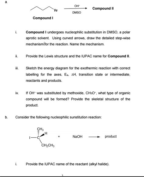 SOLVED: OH Compound II DMSO Compound I i. Compound I undergoes nucleophilic substitution in DMSO ...