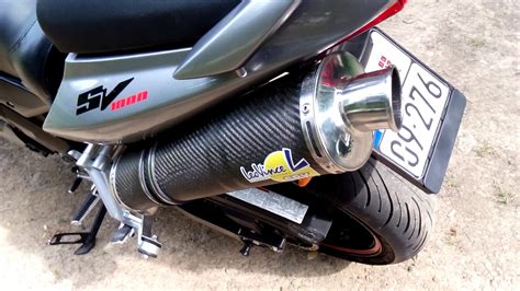 SV1000 Leo vince sbk exhaust (high mount) - YouTube