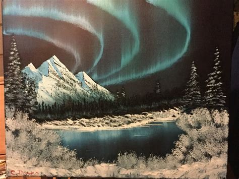 Northern Lights. Painting #11. The Black Canvas Creates Stunning ...