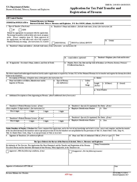 ATF Form 4 Application For Tax Paid Transfer And Registration Of ...