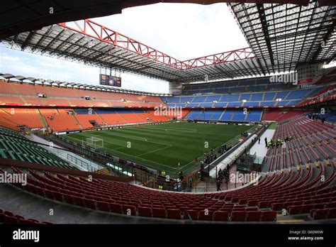 A general view of the Giuseppe Meazza Stadium, home of Inter Milan ...