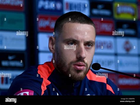 Nikola Vlasic of Croatia speak during a Croatia National Team press ...