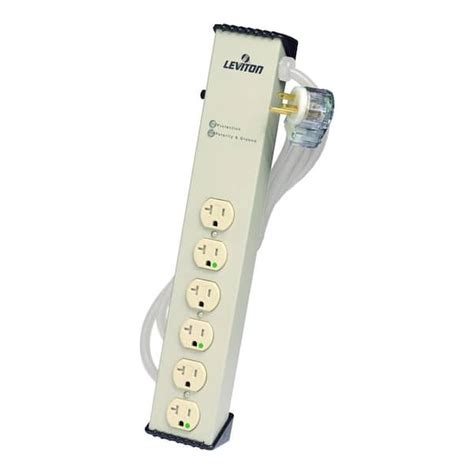 Leviton 120-Volt 20 Amp 6 ft. 6-Outlet Surge Protector Tamper-Resistant Strip, Beige 5300-HT2 ...