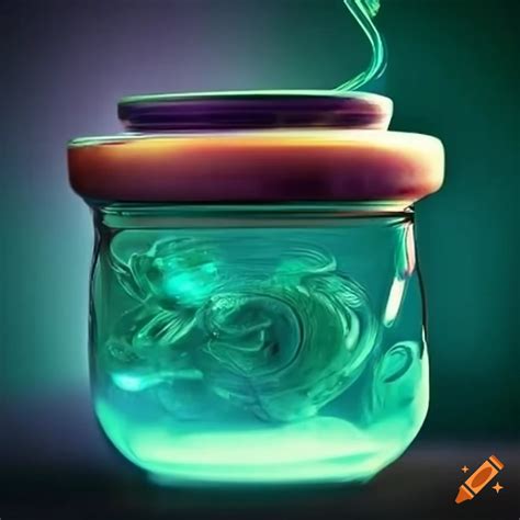 Jar of glowing alien juice on Craiyon