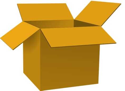 Dark brown open cardboard box vector illustration | Public domain vectors