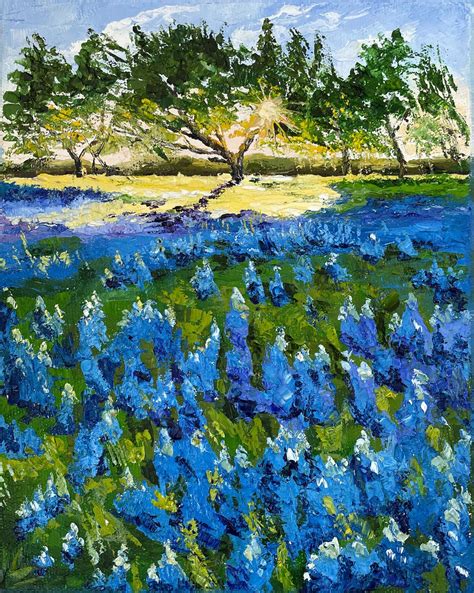 Bluebonnet Painting Texas Original Art Floral Painting | Etsy