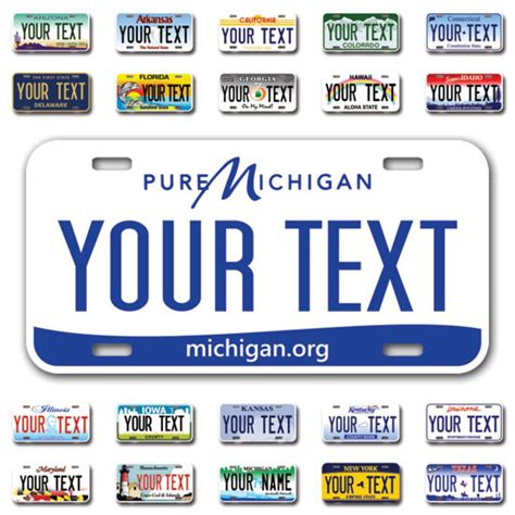 GetUSCart- InkMyPlate Personalized Michigan Car License Plate | Choose from All 50 Sates | 6x12 ...