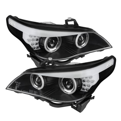 2004-2007 BMW E60 5-Series CCFL Halo Black Projector Headlights-PRO-YD-BMWE6004-