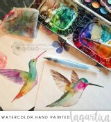 Hand Painted Watercolor Hummingbird floral Clip art, Tropical, Whimsical, sweet hand painted ...