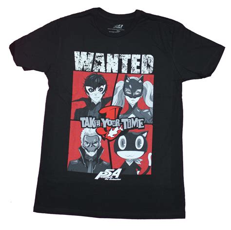 GE Animation - Persona 5A Mens T-Shirt - Wanted Take Your Time 4 Character Box (Small) - Walmart ...