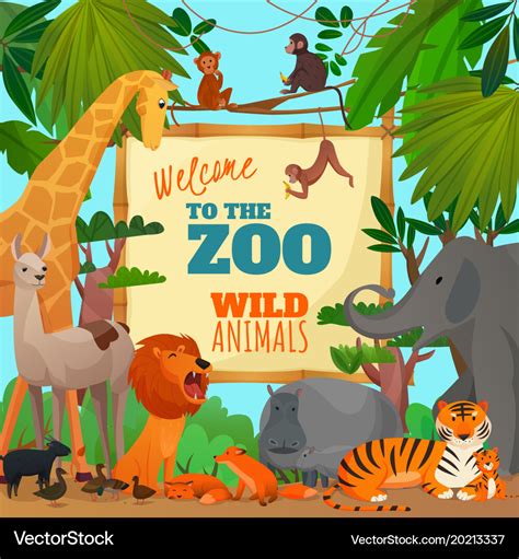 Welcome to zoo cartoon poster Royalty Free Vector Image