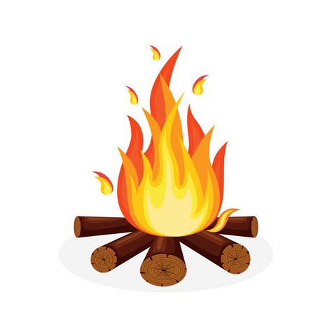 Cartoon fire flames, bonfire, campfire isolated on background. Vector flat design 5624096 Vector ...