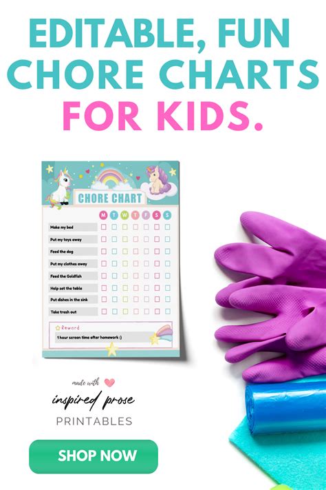 Editable Chore Charts for Kids | Chore chart kids, Chores for kids ...
