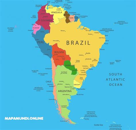 Mapa de América del Sur | Sudamérica | Político | Físico | Para Imprimir