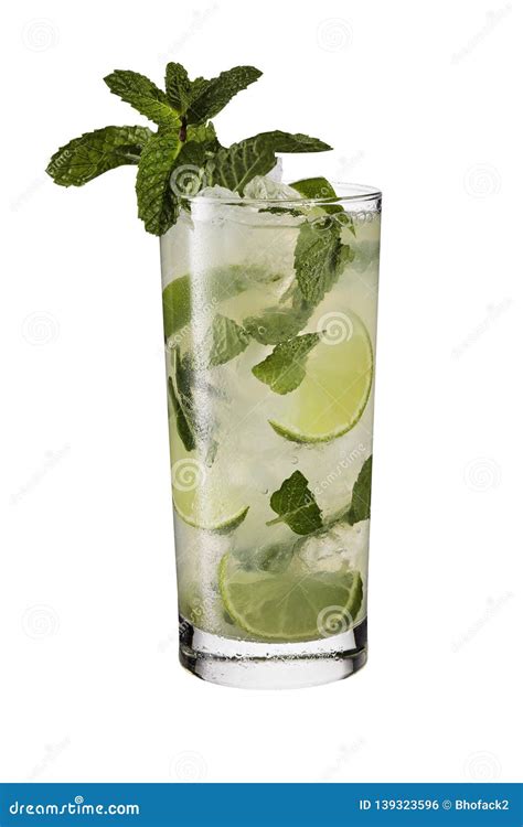 Refreshing Rum Mint Mojito Cocktail on White Stock Photo - Image of ...