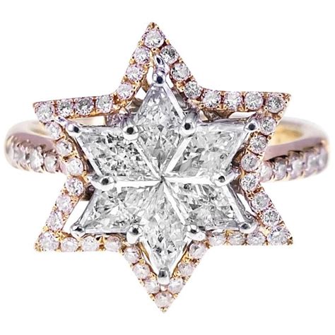 Star Shaped Diamond and Pink Diamond Combination Bridal Engagement Ring For Sale at 1stDibs ...