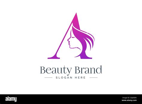 Letter A beauty logo design. Woman face silhouette isolated on letter A ...