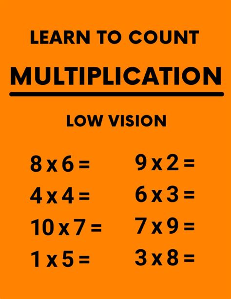Buy Learn to Count Multiplication Low Vision: multiplication workbook for kids and students with ...