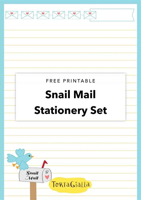 Snail Mail Letter Writing Stationery Set Printable for LWA | tortagialla