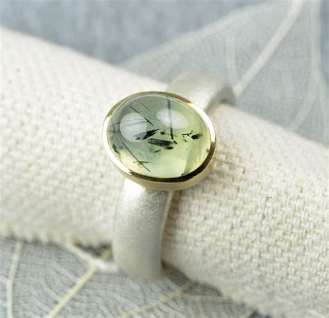 Silver And 18ct Gold Prehnite Ring By mh goldsmith | notonthehighstreet.com