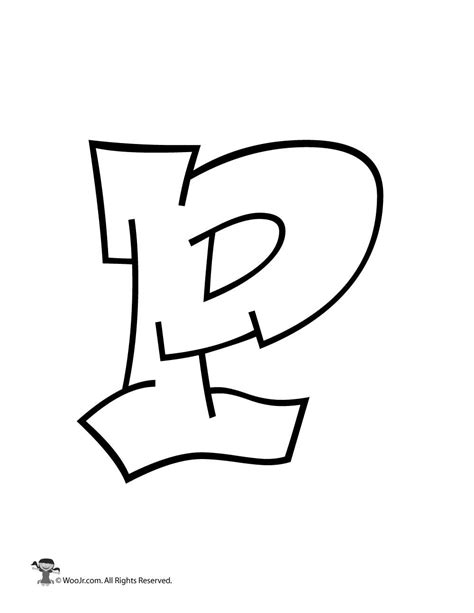 the letter p is drawn in black and white, with an arrow pointing to it