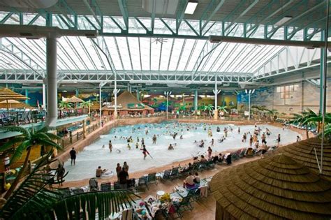 The 12,000-square-foot wave pool at Kalahari Resort in Sandusky, Ohio features eight ocean-like ...