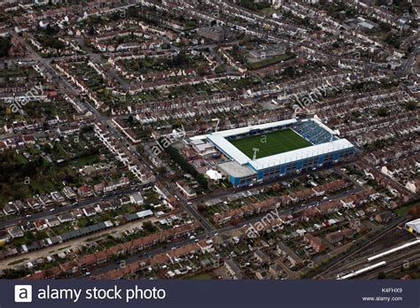 Aerial views of Priestfield stadium, home of Gillingham FC. Taken Stock Photo, Royalty Free ...