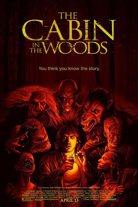 the cabin in the woods movie poster with an evil woman surrounded by ...