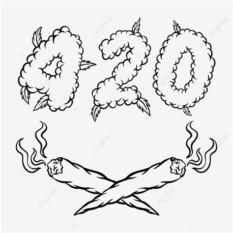 420 Words Lettering With Weed Smoke Ornate Vector Illustrations For ...