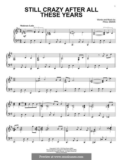 Still Crazy After All These Years by P. Simon - sheet music on MusicaNeo