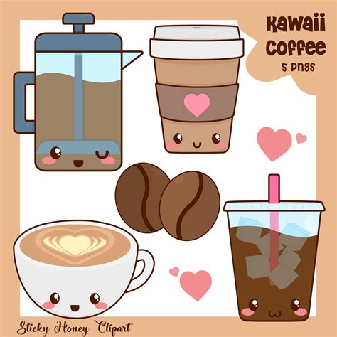 Coffee Clipart Kawaii Coffee Clipart Cute Coffee Clipart - Etsy UK