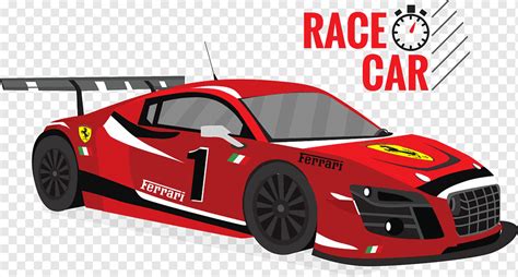 Red Ferrari race car illustration, Car Auto racing, cartoon red Ferrari ...