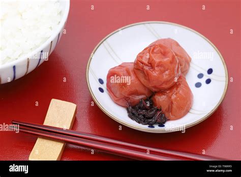 Japanese food, salted Umeboshi Stock Photo - Alamy