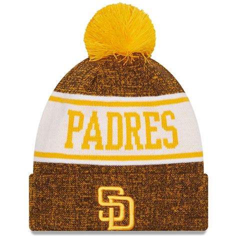 Men's San Diego Padres New Era Gold/Brown Banner Cuffed Knit Hat with Pom