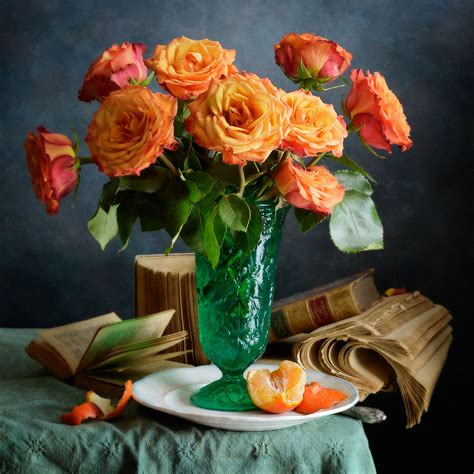 Red Orange Roses - nikolay-panov.pix... still life with bright bouquet ...