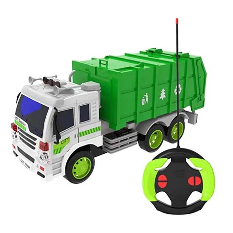 Remote Control Recycle Garbage Truck Vehicle Learning Education Toys 1:16 With Light Six Wheel ...