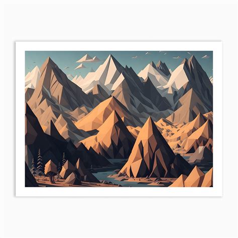 Low Poly Landscape (2) Art Print by 1xMerch - Fy