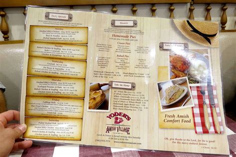 Menu at Yoder's Restaurant & Amish Village, Sarasota