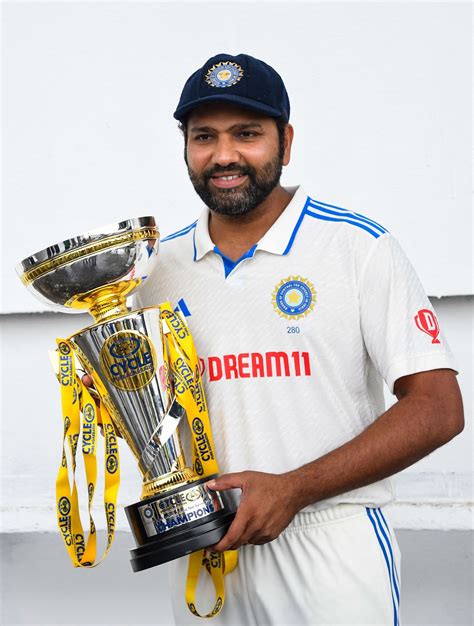 Rohit Sharma with the trophy after India won the series 1-0 ...