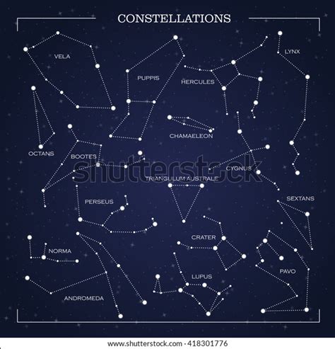 Constellations Night Sky Vector Stock Vector (Royalty Free) 418301776