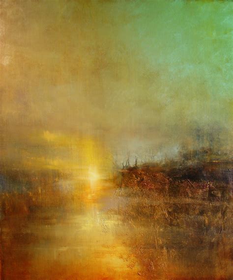 Oil On Canvas: "Sunset At Turner's Cove" | Abstract landscape painting ...