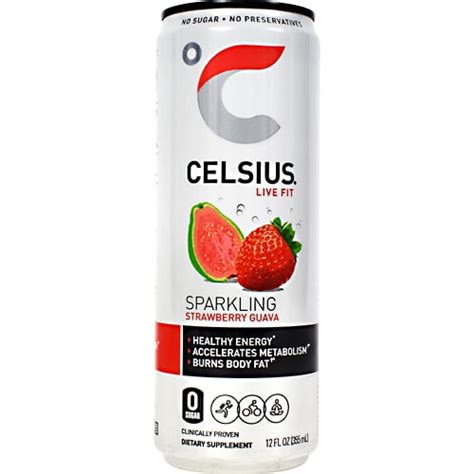 Celsius, Sparkling Strawberry Guava, 12 (12 fl oz) Cans - Walmart.com ...