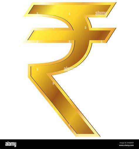 Indian Rupee INR currency golden sign in front view isolated on white ...